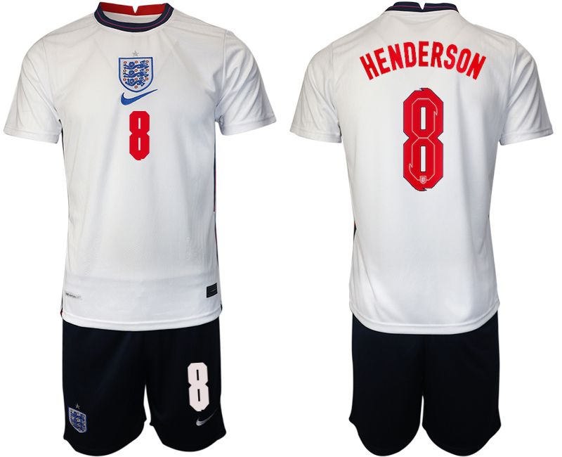 Men 2020-2021 European Cup England home white #8 Nike Soccer Jersey